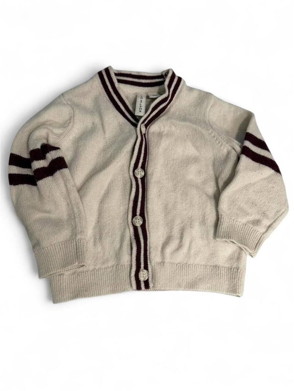 Jamie and Jack Varsity Cardigan Baby 6–12 Months Cream Striped